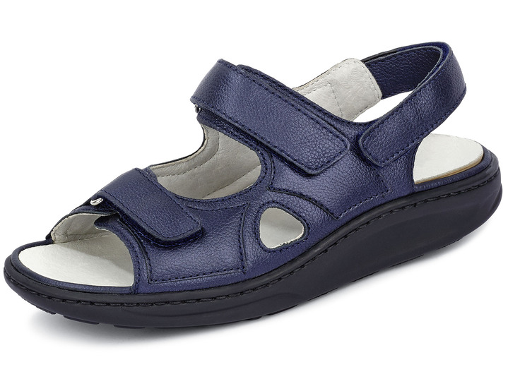 Sandaletten & Pantoletten - Waldläufer, bequeme Damen-Sandalen, Weite H, mit herausnehmbarem Fußbett, in Größe 3 1/2 bis 8, in Farbe STAHLBLAU Ansicht 1