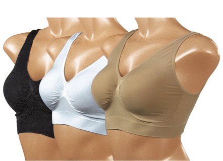 Soft-BH - Ahh Bra, 3er-Bustier-Set, in Größe 3XL bis XXL, in Farbe WEISS BEIGE SCHWARZ – Farbe WEISS BEIGE SCHWARZ – Ansicht 