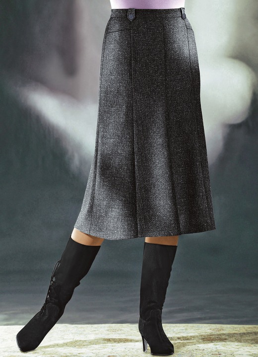 Uni - Bahnenrock in Tweed mit Boucle-Effektgarn Uni - Bahnenrock in Tweed mit Boucle-Effektgarn, in Größe 019 bis 058, in Farbe ANTHRAZIT MEL.