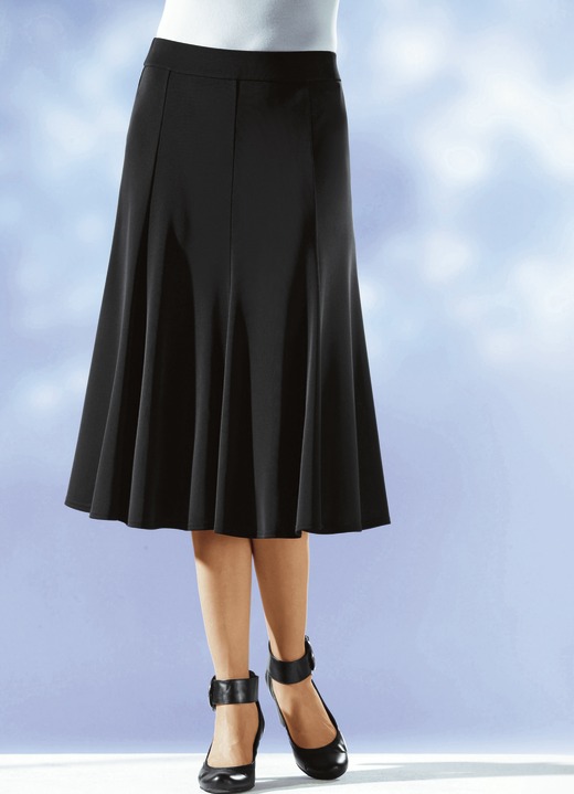 Uni - 8-Bahnenrock mit glockig schwingendem Saum, in Größe 019 bis 056, in Farbe GRAU Ansicht 2