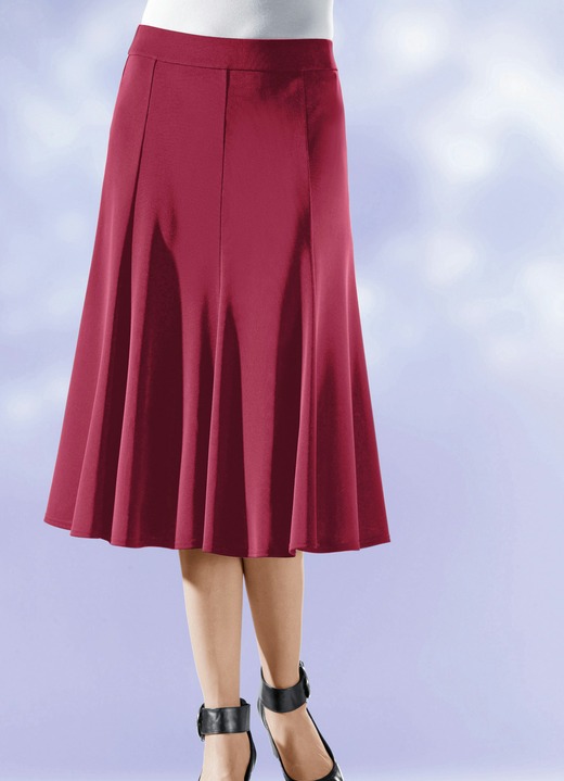Uni - 8-Bahnenrock mit glockig schwingendem Saum, in Größe 019 bis 056, in Farbe BORDEAUX Ansicht 3