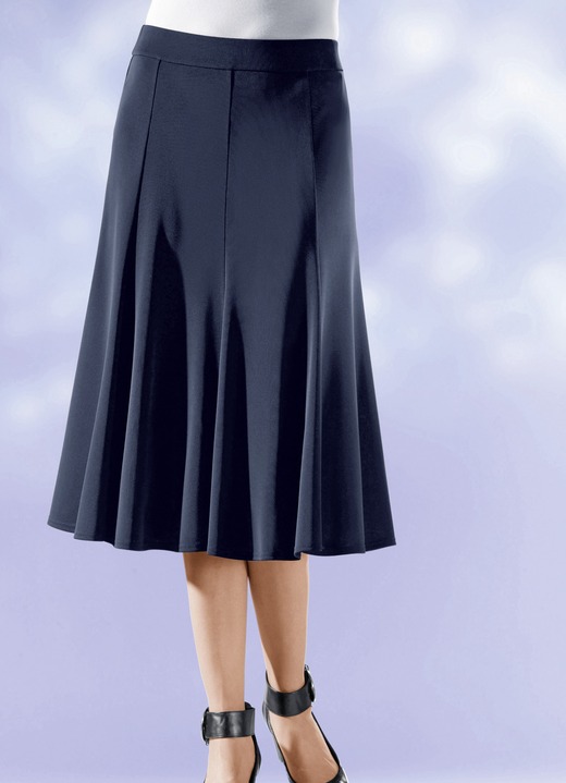 Uni - 8-Bahnenrock mit glockig schwingendem Saum, in Größe 019 bis 056, in Farbe GRAU Ansicht 5