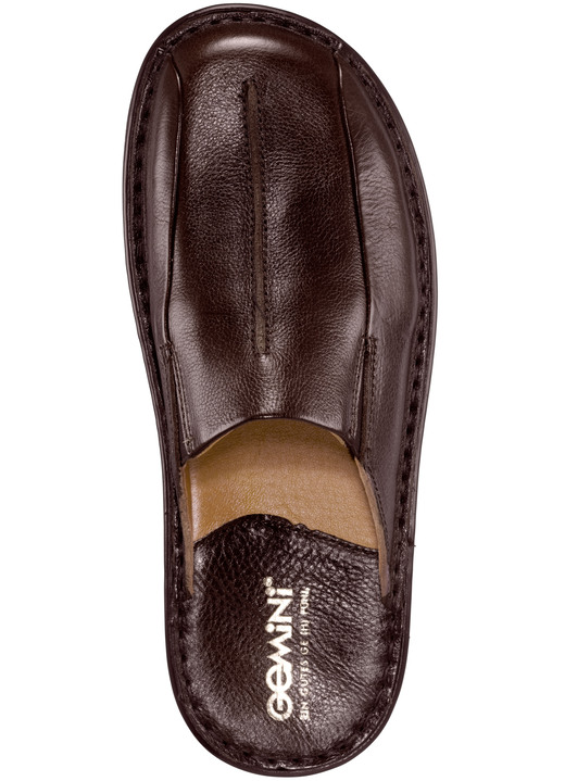 Sandalen & Pantoletten - Gemini Pantolette aus hochwertigem Leder, in Größe 040 bis 047, in Farbe KASTANIE Ansicht 2