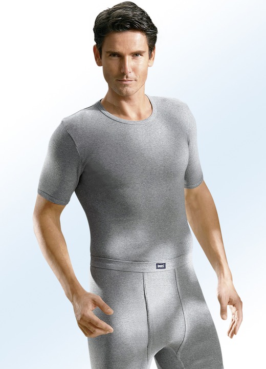 Slips & Unterhosen - Viererpack Unterhosen aus Feinripp mit Eingriff, in Größe 005 bis 013, in Farbe 2X STEINGRAU MELIERT, 2X JEANSBLAU MELIERT Ansicht 2