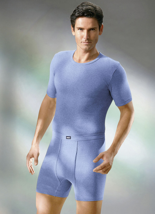 Slips & Unterhosen - Viererpack Unterhosen aus Feinripp mit Eingriff, in Größe 005 bis 013, in Farbe 2X STEINGRAU MELIERT, 2X JEANSBLAU MELIERT Ansicht 4