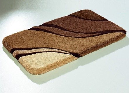 Kleine Wolke - Moderne Badgarnitur von Kleine Wolke, in Größe 100 (Vorleger halbrund, 50/ 80 cm bis 112 (WC-Deckelbezug mit Kordel, 47/ 50 cm)), in Farbe BLAU – Farbe BRAUN – Ansicht 