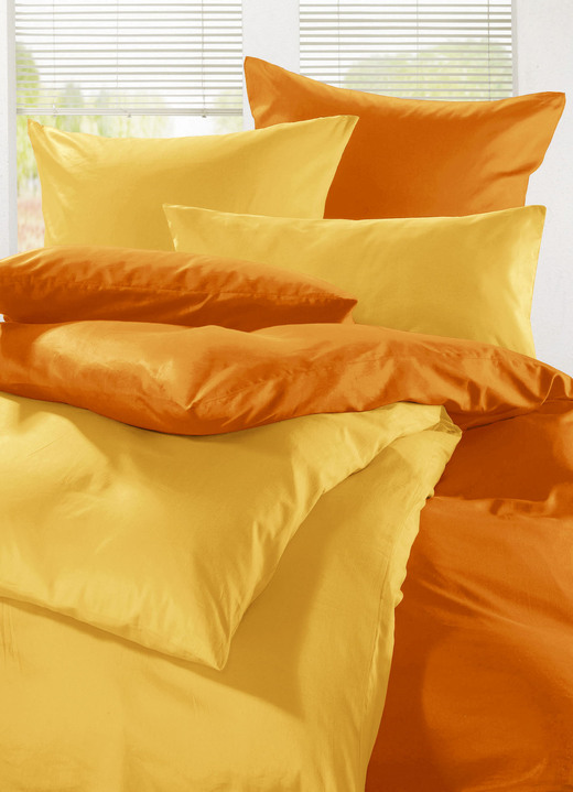 Bettwäschegarnituren - Satin Bettwäsche-Programm von Mesana, in Größe 110(40/80cm + 135/200 cm) bis 133 (Spannbetttuch, 90-100/200 cm), in Farbe ORANGE Ansicht 1