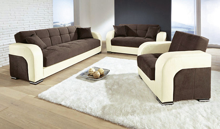 Polstergruppen - Funktions-Polstermöbel aus hochwertigem Kunstleder, in Farbe WEISS-SCHWARZ, in Ausführung Polstergruppe, 3-teilig Ansicht 5