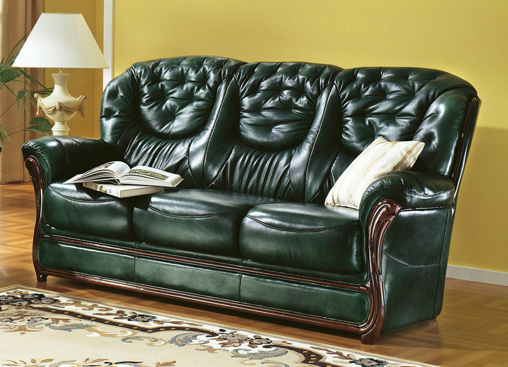 Polstergruppen - Polstermöbel mit Bezug aus echtem Leder, in Farbe ANTIKBEIGE, in Ausführung Sessel Ansicht 4