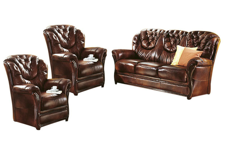 Polstergruppen - Polstermöbel mit Bezug aus echtem Leder, in Farbe ANTIKBEIGE, in Ausführung Sessel Ansicht 16