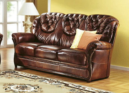 Polstergruppen - Polstermöbel mit Bezug aus echtem Leder, in Farbe ANTIKBEIGE, in Ausführung Sessel Ansicht 17