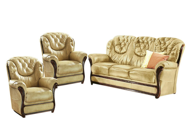 Polstergruppen - Polstermöbel mit Bezug aus echtem Leder, in Farbe ANTIKBEIGE, in Ausführung Sessel Ansicht 8