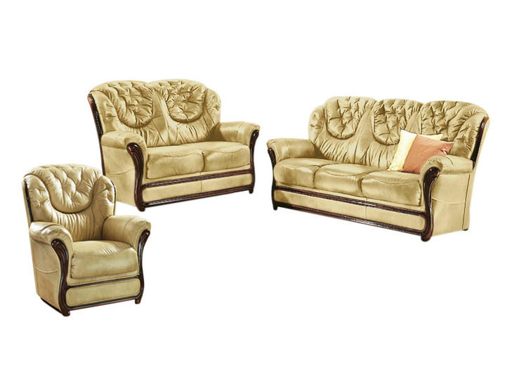 Polstergruppen - Polstermöbel mit Bezug aus echtem Leder, in Farbe ANTIKBEIGE, in Ausführung Sessel Ansicht 10