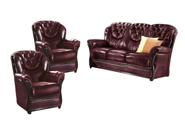 Polstergruppen - Polstermöbel mit Bezug aus echtem Leder, in Farbe ANTIKBEIGE, in Ausführung Sessel Ansicht 7