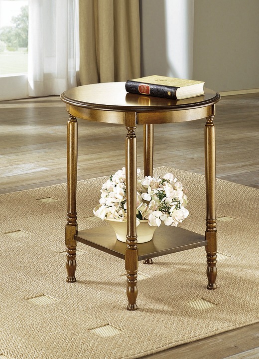 Eiche Rustikal-Möbel - Beistelltisch mit gedrechselten Beinen, in Farbe EICHE RUSTIKAL Ansicht 2