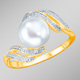 Ringe - Vergoldeter Damenring mit Süßwasser-Zuchtperle, in Größe 160 bis 220, in Farbe  – Ansicht 1