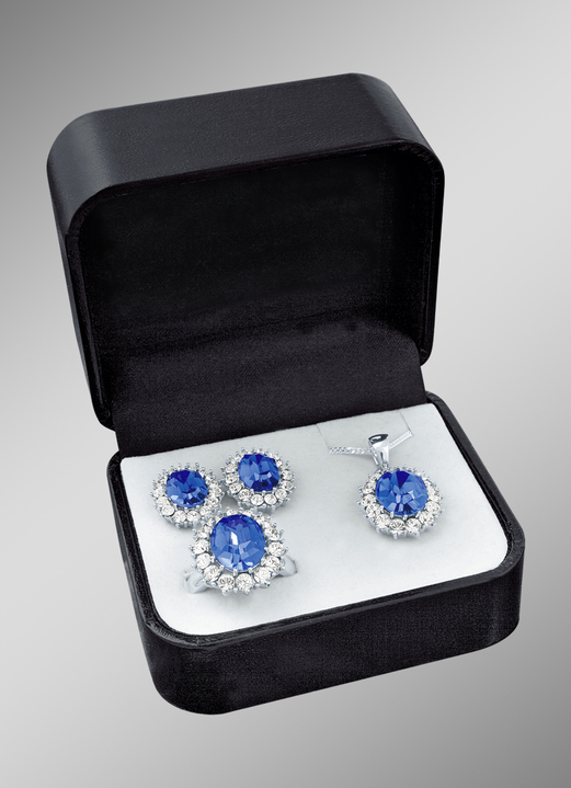 Schmucksets - Schmuck-Set, 4-teilig mit Weißgoldauflage, in Größe L bis S, in Farbe SAFIRBLAU Ansicht 2