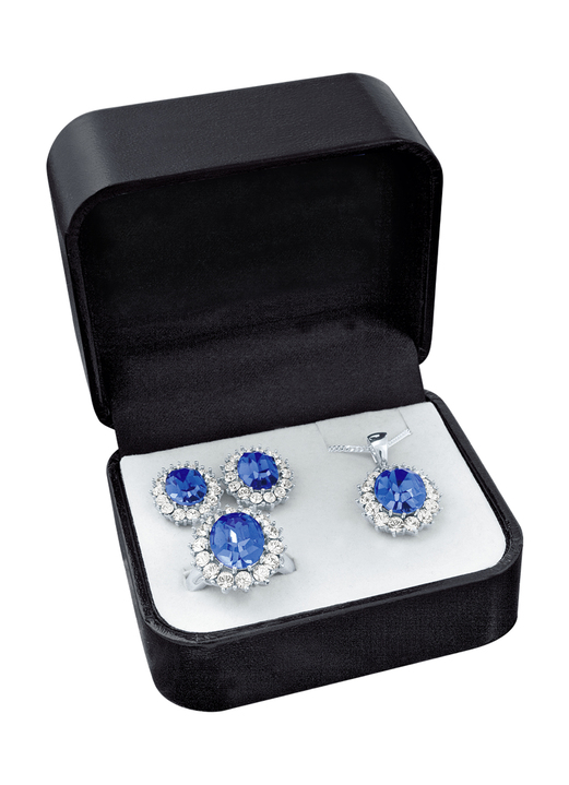 Schmucksets - Schmuck-Set, 4-teilig mit Weißgoldauflage, in Größe L bis S, in Farbe SAFIRBLAU Ansicht 4