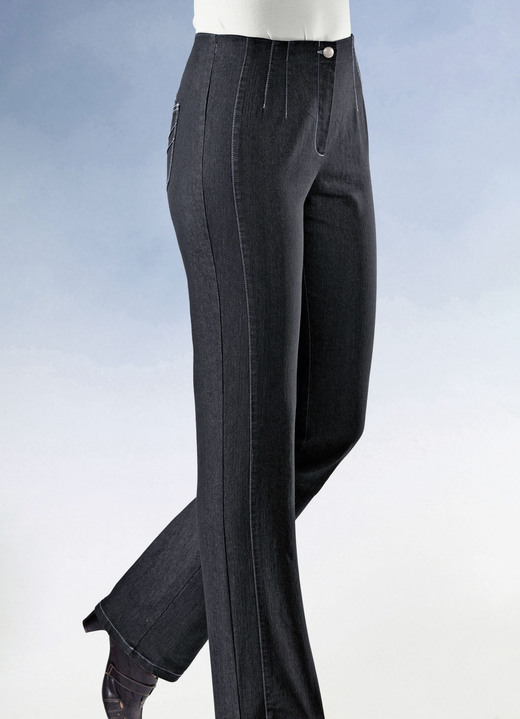 Hosen mit Knopf- und Reißverschluss - Jeans mit figurgünstiger Teilungsnaht , in Größe 019 bis 096, in Farbe JEANSBLAU Ansicht 3