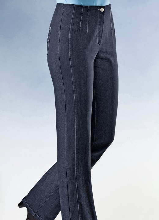 Jeans - Jeans mit angeschnittenem Bund Ansicht 3 Jeans - Jeans mit angeschnittenem Bund, in Größe 019 bis 096, in Farbe SCHWARZ Ansicht 3