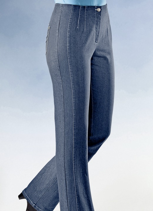 Jeans - Jeans mit angeschnittenem Bund Jeans - Jeans mit angeschnittenem Bund, in Größe 019 bis 096, in Farbe HELLBLAU