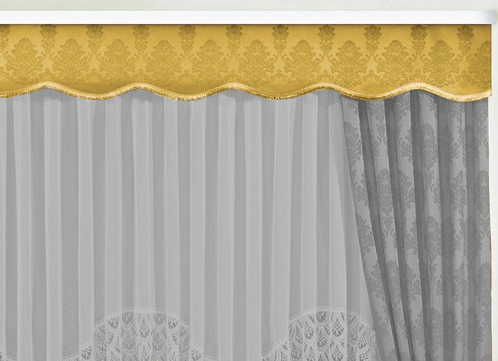 Klassisch - Apart gebogte Schabracke Ansicht 5 Klassisch - Apart gebogte Schabracke, in Größe 665 (30x165 cm) bis 685 (30x500 cm), in Farbe BEIGE Ansicht 5