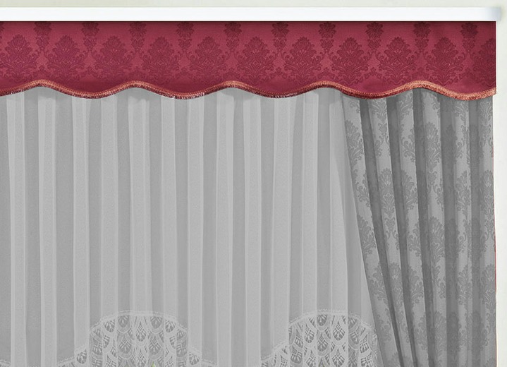 Klassisch - Apart gebogte Schabracke Ansicht 2 Klassisch - Apart gebogte Schabracke, in Größe 665 (30x165 cm) bis 685 (30x500 cm), in Farbe BEIGE Ansicht 2