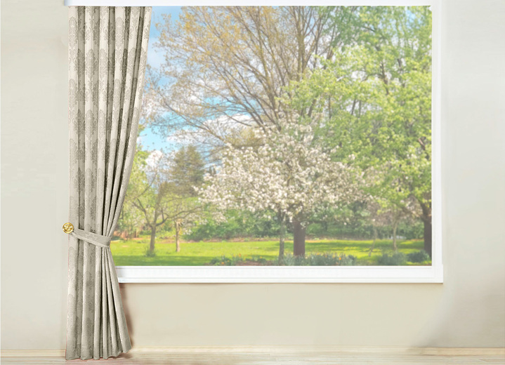 Klassisch - Jacquard-Übergardine mit Universalschienenband Ansicht 3 Klassisch - Jacquard-Übergardine mit Universalschienenband, in Größe 501 (H150xB115 cm) bis 899 (2er-Pack Raffhalter, ca. 60 cm lang), in Farbe ROSÉ Ansicht 3