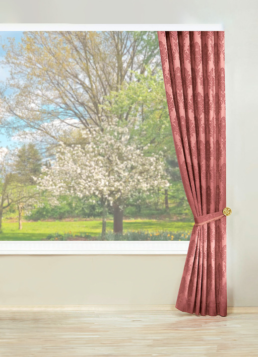 Klassisch - Jacquard-Übergardine mit Universalschienenband, in Größe 501 (H150xB115 cm) bis 899 (2er-Pack Raffhalter, ca. 60 cm lang), in Farbe BEIGE Ansicht 2