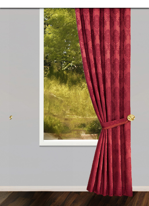 Klassisch - Jacquard-Übergardine mit Universalschienenband Ansicht 5 Klassisch - Jacquard-Übergardine mit Universalschienenband, in Größe 501 (H150xB115 cm) bis 899 (2er-Pack Raffhalter, ca. 60 cm lang), in Farbe ROSÉ Ansicht 5