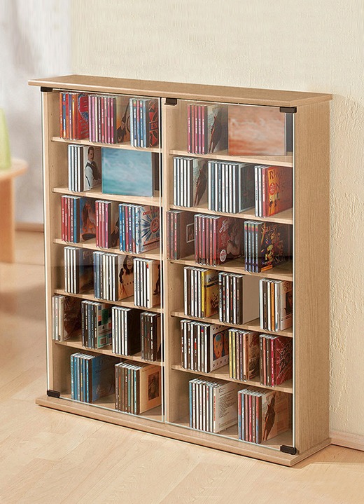 Klassische Möbel - Vitrinen mit ESG-Sicherheitsglas für 300 CDs, in Farbe BUCHE Ansicht 1