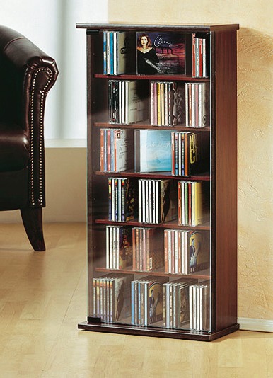 Klassische Möbel - Vitrine mit ESG-Sicherheitsglas für 150 CDs, in Farbe BUCHE Ansicht 1