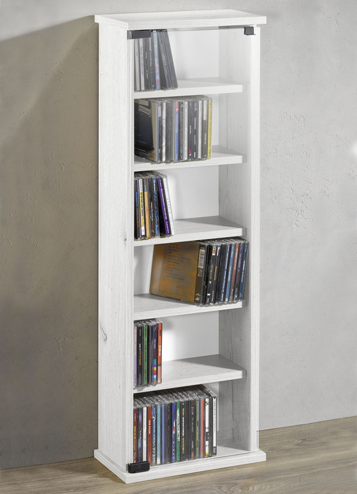 Wohnen - Vitrine mit ESG-Sicherheitsglas für 150 CDs, in Farbe WEISS Ansicht 1
