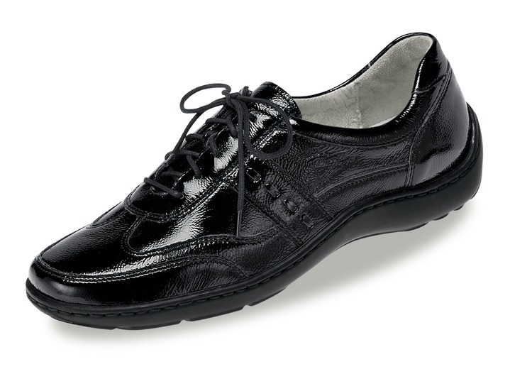Slipper & Schnürschuhe - Waldläufer, bequeme Damen-Schnürschuhe, Weite H, mit herausnehmbarem Fußbett, in Größe 4 bis 8 1/2, in Farbe SCHWARZ Ansicht 1