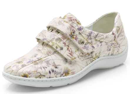 Slipper & Schnürschuhe - Waldläufer, bequeme Damen-Slipper, Weite H, mit herausnehmbarem Fußbett, in Größe 3 1/2 bis 8, in Farbe ECRU-BUNT – Farbe ECRU-BUNT – Ansicht 