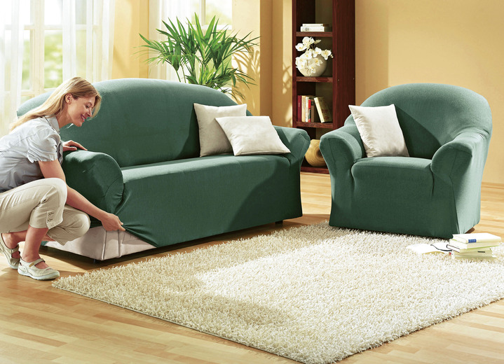 Sessel- & Sofaüberwürfe - Schützende Stretchbezüge für Sessel und Sofa, in Größe 101 (Sessel-Bezug) bis 108 (Hocker-Bezug), in Farbe NATUR Ansicht 5