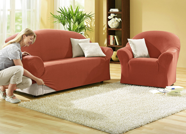 Sessel- & Sofaüberwürfe - Schützende Stretchbezüge für Sessel und Sofa, in Größe 101 (Sessel-Bezug) bis 108 (Hocker-Bezug), in Farbe NATUR Ansicht 12