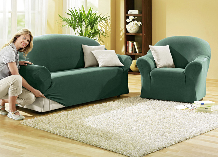 Sessel- & Sofaüberwürfe - Schützende Stretchbezüge für Sessel und Sofa, in Größe 101 (Sessel-Bezug) bis 108 (Hocker-Bezug), in Farbe NATUR Ansicht 8