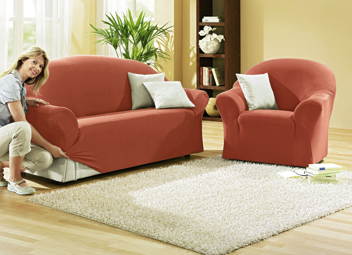 Sessel- & Sofaüberwürfe - Schützende Stretchbezüge für Sessel und Sofa, in Größe 101 (Sessel-Bezug) bis 108 (Hocker-Bezug), in Farbe NATUR Ansicht 14