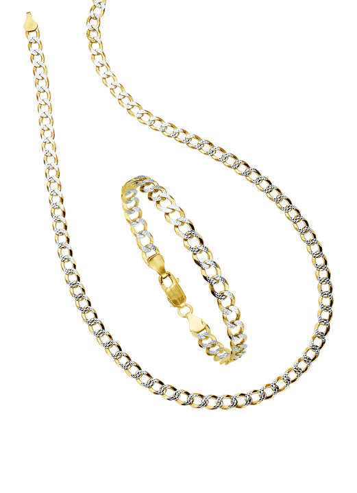 Halsketten - Massive, diamantierte Panzerketten-Garnitur, in Farbe , in Ausführung Halskette, Länge 45 cm Ansicht 4