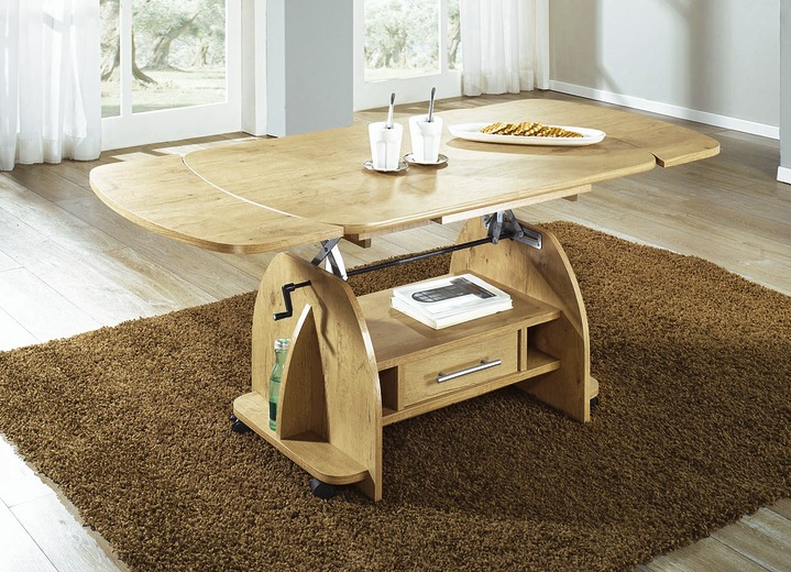 Klassische Möbel - Couchtisch mit Schublade, in Farbe WILDEICHE, in Ausführung Feste Platte Ansicht 3