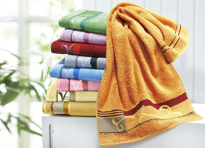 Handtücher - Handtücher mit edel bestickter Bordüre von Dyckhoff, in Größe 200 (1 Handtuch, 50/100 cm) bis 204 (1 Duschtuch, 70/140 cm), in Farbe TERRA