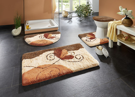 Badgarnituren - Badgarnitur in Table Tuft Qualität – Farbe BEIGE Badgarnituren - Badgarnitur in Table Tuft Qualität, in Größe 100 (Vorleger halbrund, 50/ 80 cm) bis 112 (WC-Deckelbezug, 47/ 50 cm), in Farbe BEIGE
