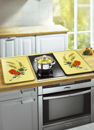 2er-Set Herd-Abdeckplatten mit Kornblumen-Motiv