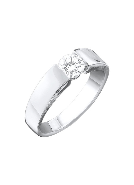 Ringe - Eleganter Damenring in Weißgold mit Brillant, in Größe 160 bis 220, in Farbe  Ansicht 2
