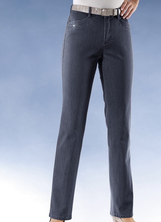 Jeans - Komfortjeans verziert mit Strasssteinen in 6 Farben Ansicht 3 Jeans - Komfortjeans verziert mit Strasssteinen in 6 Farben, in Größe 018 bis 054, in Farbe CAMEL Ansicht 3