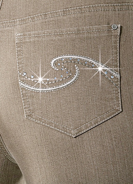 Jeans - Komfortjeans verziert mit Strasssteinen in 6 Farben Ansicht 6 Jeans - Komfortjeans verziert mit Strasssteinen in 6 Farben, in Größe 018 bis 054, in Farbe JEANSBLAU Ansicht 6