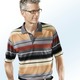 Shirts - Poloshirt mit Allover-Dessin – Farbe GRAU-ORANGE Shirts - Poloshirt mit Allover-Dessin, in Größe 046 bis 062, in Farbe WEINROT-GRAU