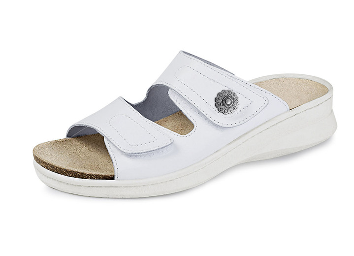 Damenmode - Bequeme Pantoletten, mit herausnehmbarem Fußbett, in Größe 036 bis 042, in Farbe WEISS Ansicht 1