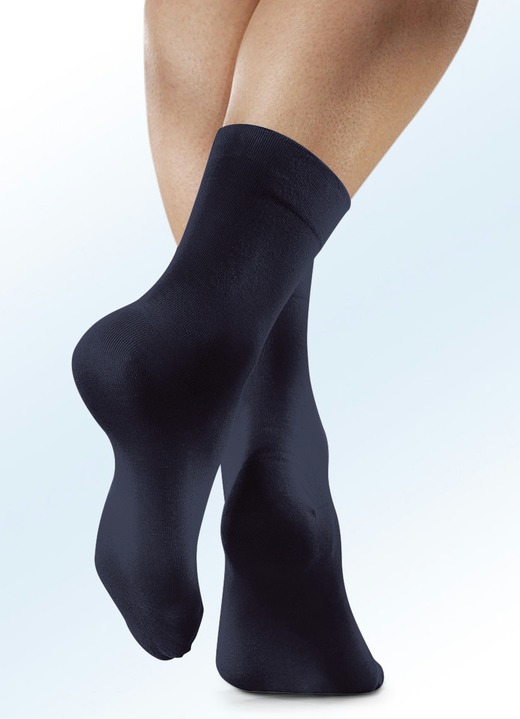 Strümpfe & Strumpfhosen - Viererpack Rogo-Socken mit extra weitem Schaft, in Größe 1 (Schuhgr. 35-38) bis 2 (Schuhgr. 39-42), in Farbe 2X MARINE, 2X WEISS Ansicht 1